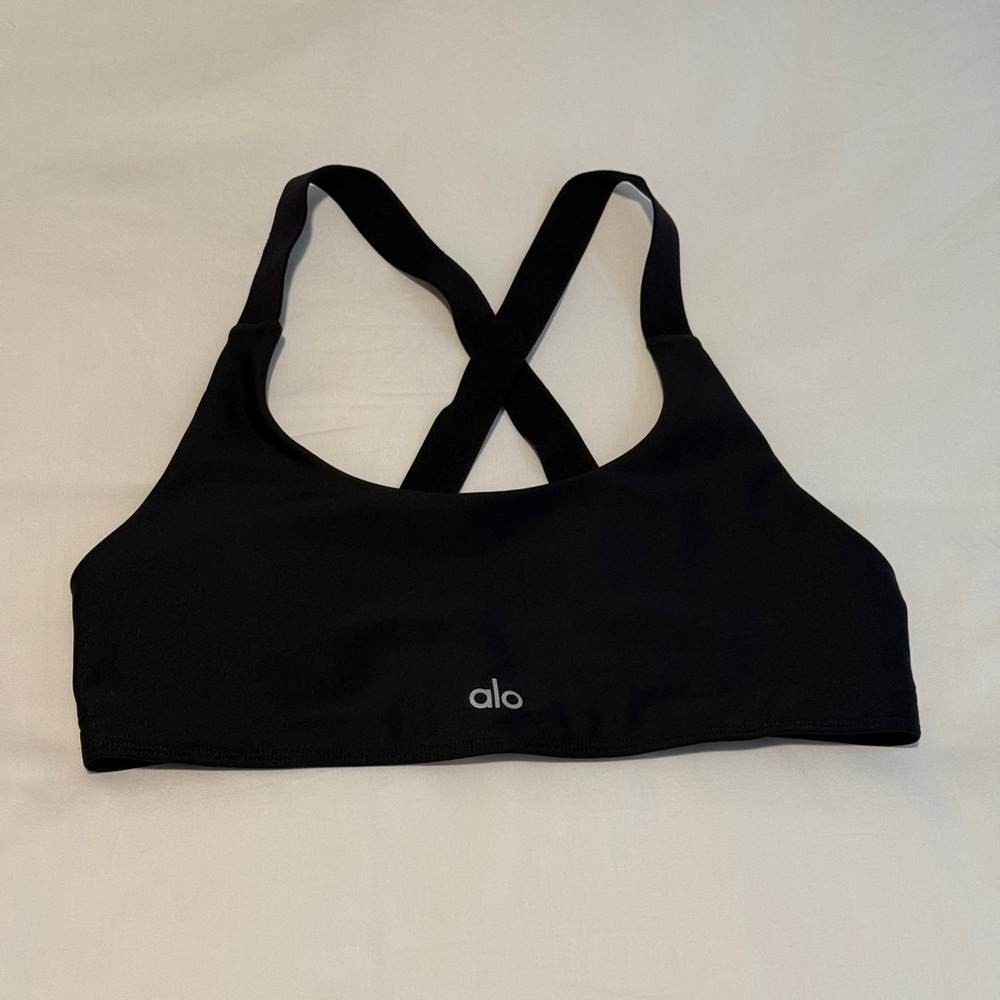 ALO Yoga Black Crossback Sports Bra